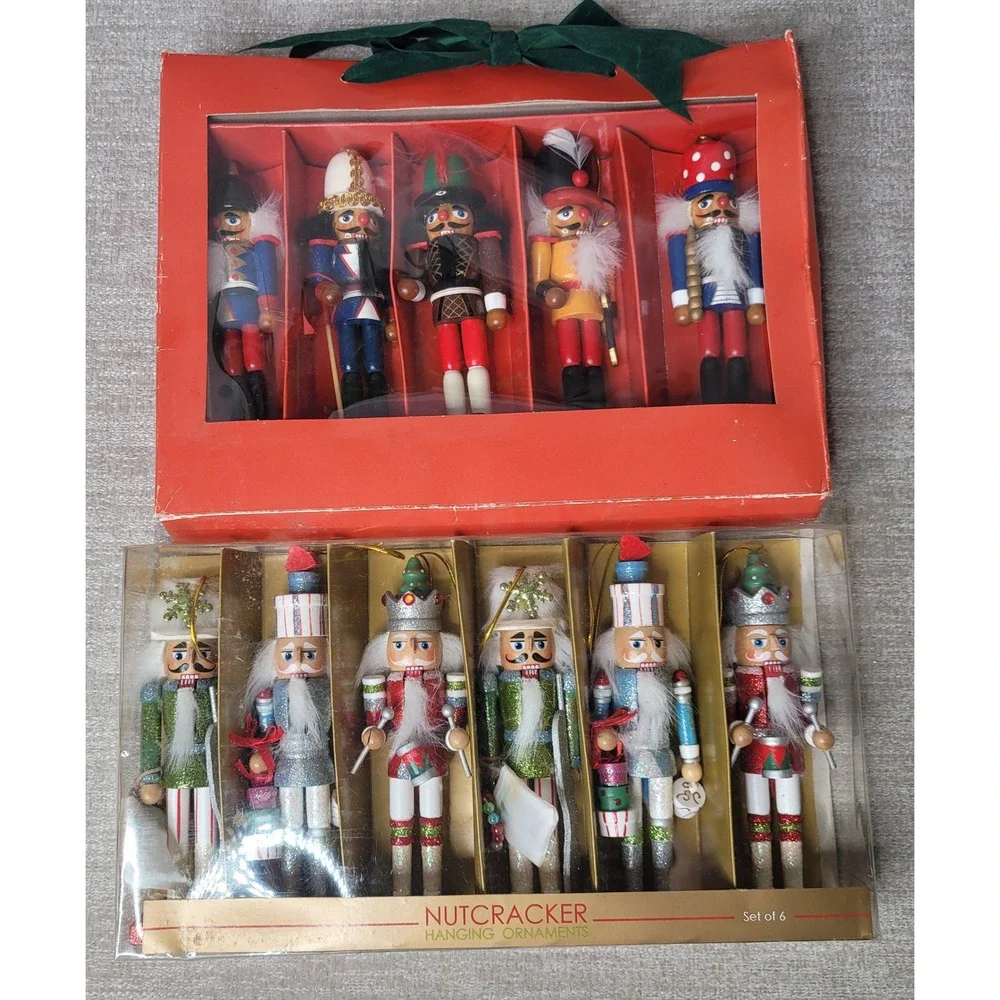 Nutcracker Hanging Ornaments Glitter Soldiers Set of 11 Holiday Decor NEW
